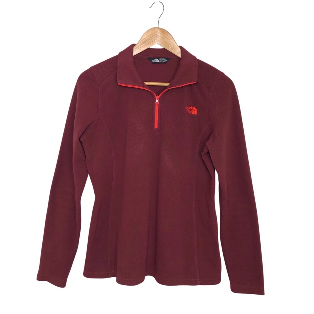 The North Face fleece Burgundy Orange 1/4‎ Zip Pullover Top Activewear Casual M